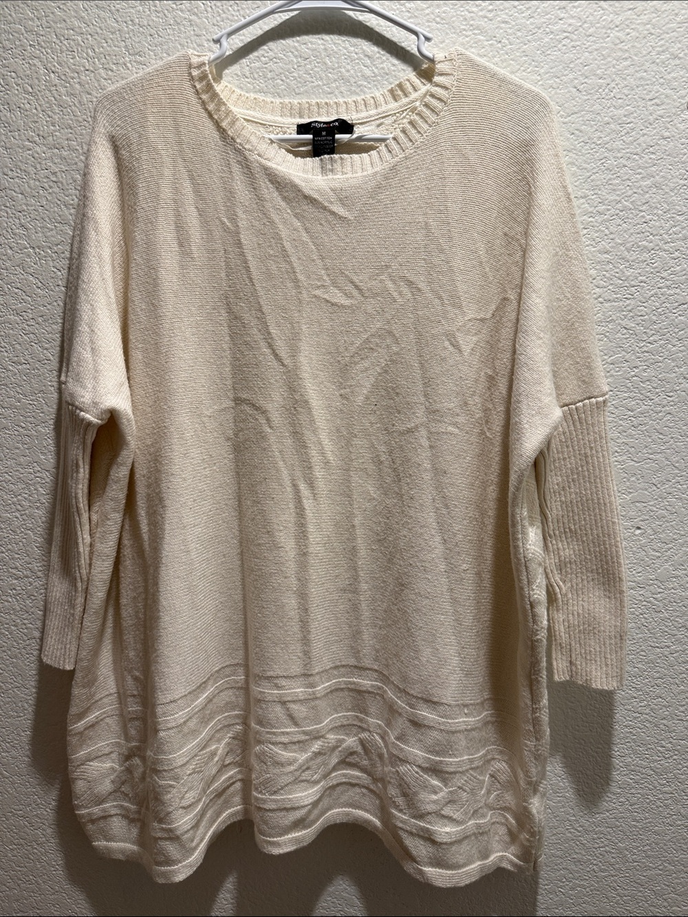 Style & Co. Cream Scoopneck Lightweight Knit Sweater